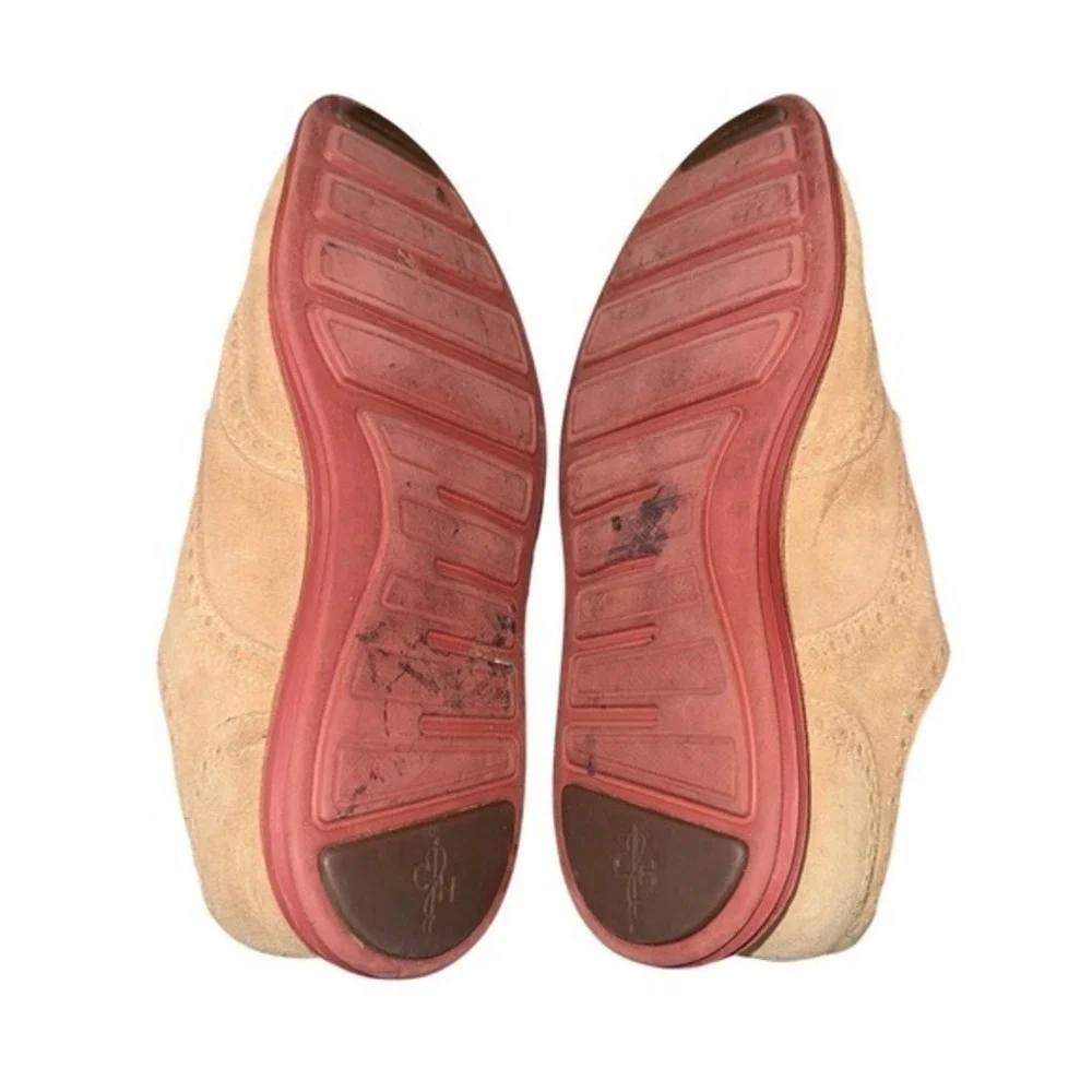 Cole Haan LunarGrand Oxford Mens 8M Pre-Owned Wingtip‎ Tan Suede Red Dress Shoes